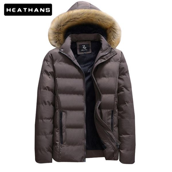 

men's down & parkas -25 degree winter jackets men casual parka jacket printed letter thick male hooded warm hat detachable coats hommer, Black