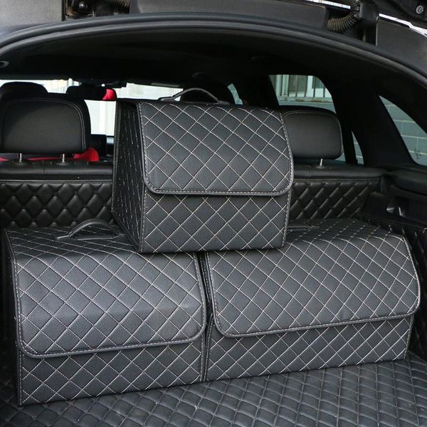 

car trunk organizer box large capacity auto multiuse tools storage bag stowing tidying leather folding for emergency