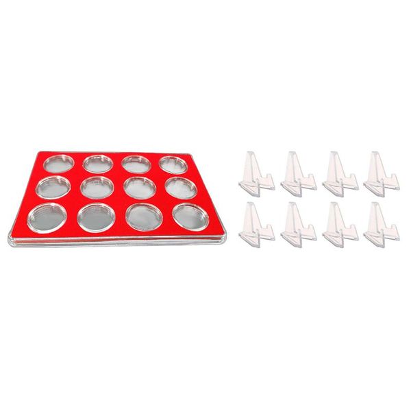 

jewelry pouches, bags 12 zodiac commemorative coin large full set of positioning box collection book with 40pcs display stand, Pink;blue