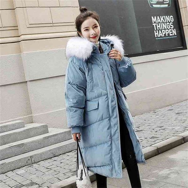 

pleuche thicken parkas women coats fashion winter loose jackets hooded faux fur long coat female warm wadded outerwear d274 210512, Black
