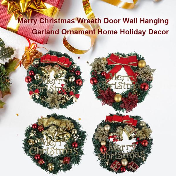 

merry christmas wreath door wall hanging garland ornament home decor pine needles rattan pendant garlands atmosphere decoration decorative f
