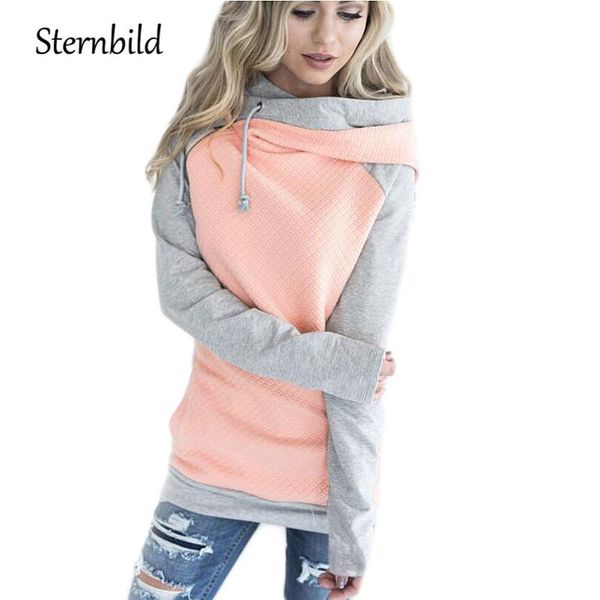 

women's hoodies & sweatshirts plus size women pullover hoodie female patchwork double hood hooded sweatshirt spring coat warm hoody cur, Black