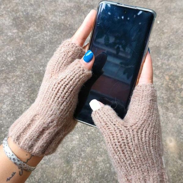 

sports gloves arrival winter warm thickening wool knitted fingerless exposed finger thick women mittens, Black