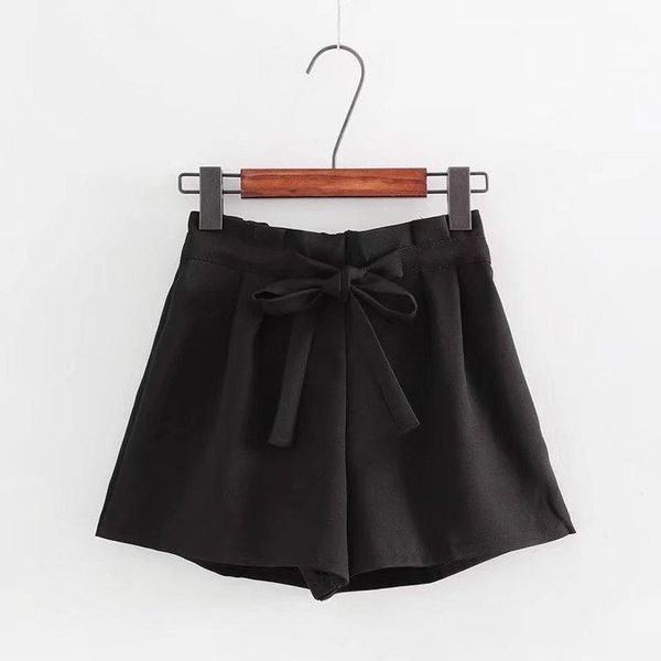 

women's shorts la nice casual chiffon wide leg home for women solid loose summer bow elastic waist harajuku short mujer, White;black