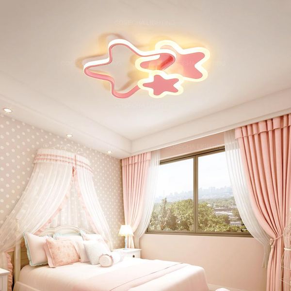 

ceiling lights pink star led light dimmable for girls bedroom modern white lamp in kids babys room nursery creative