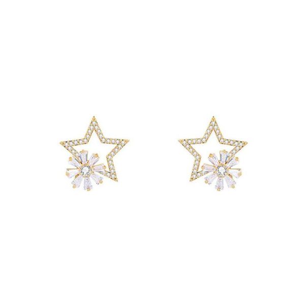 

dangle & chandelier south korea's revolving five star flower earrings, Silver