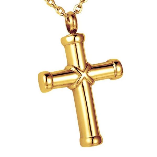

chains classic cremation jewelry for ashes cross urn necklace pendant stainless steel gold black 3 colors memorial, Silver