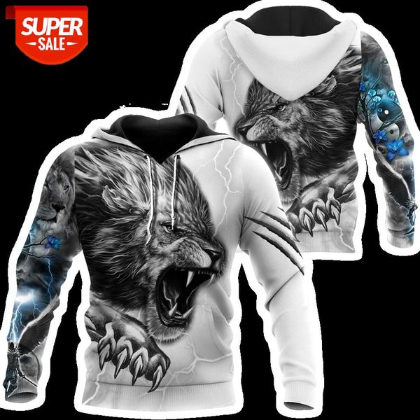 

lion warrior tattoo animal 3d all print size xs-7xl hoodie man women harajuku outwear zipper pullover sweatshirt casual #yo7z, Black