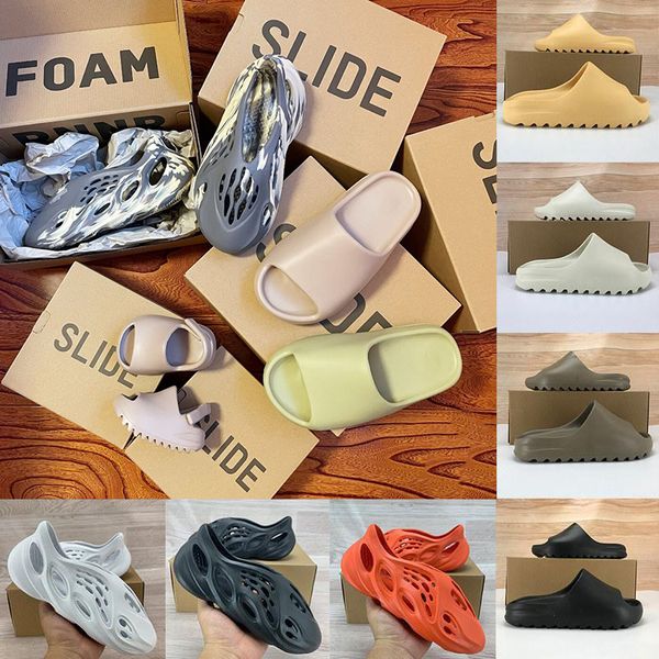 

size 36-47 mens slippers kanye fashion luxury designer slides for men womens foam runner resin pure core desert sand sandals flats flip flop, Black