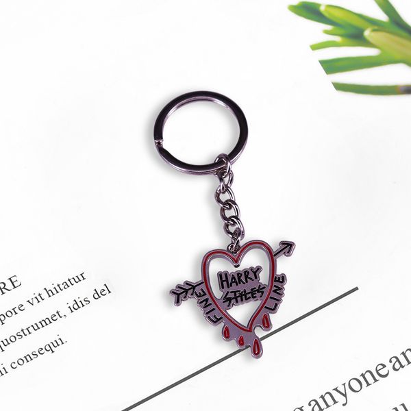 

letter harry-styles keychain fashion heart shape pendant keyrings jewelry cute key holder lgbt gifts for friends music fans new, Slivery;golden