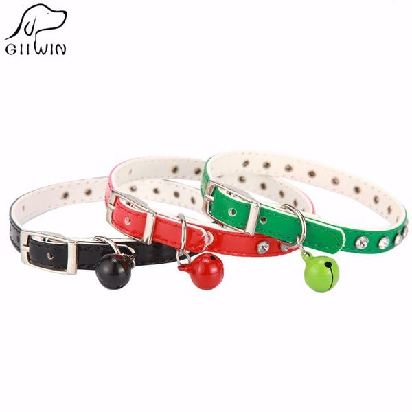 

[giiwin] small dog cat collar bling bell leash collars for puppy solid color chihuahua pet products ys0036 & leashes