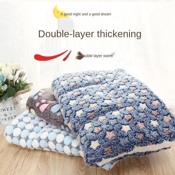 

soft flannel thickened pet fleece pad blanket bed mat for puppy dog cat sofa cushion home rug keep warm sleeping cover zh783 kennels & pens