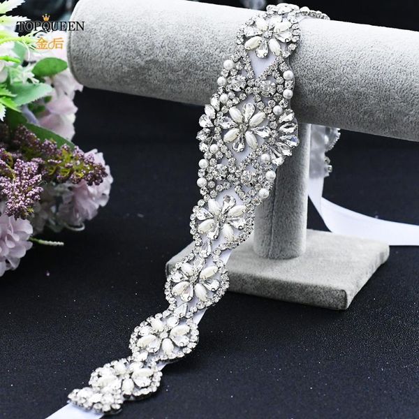 

wedding sashes ueen s161 luxury rhinestones pearls belts bridal women accessories prom belt, White