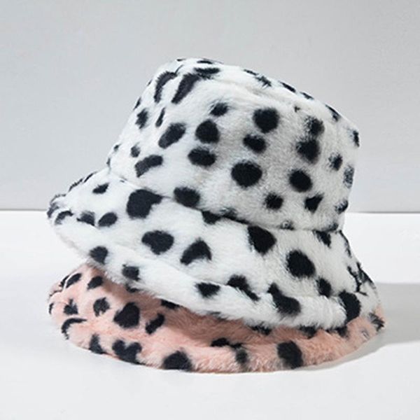 

wide brim hats autumn winter panama hat for women faux fur bucket cow print plush velvet warm fisherman vacation cap, Blue;gray