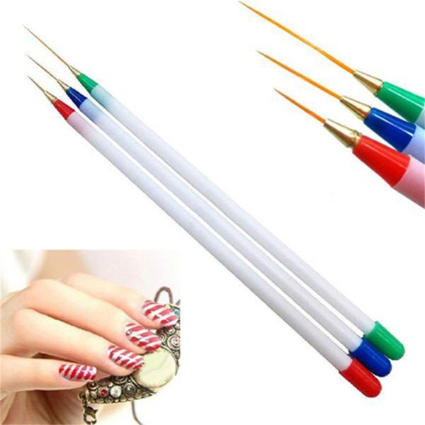 

tips nail art brush drawing kit flower design stripes lines manicure tool accessories 3pcs liner painting pen brushes, Yellow