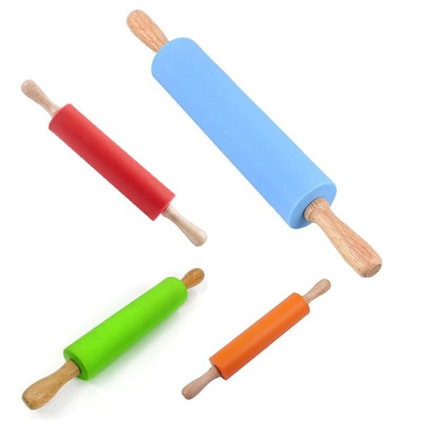 

non stick wooden silicone rolling pin for kitchen and baking pins & pastry boards