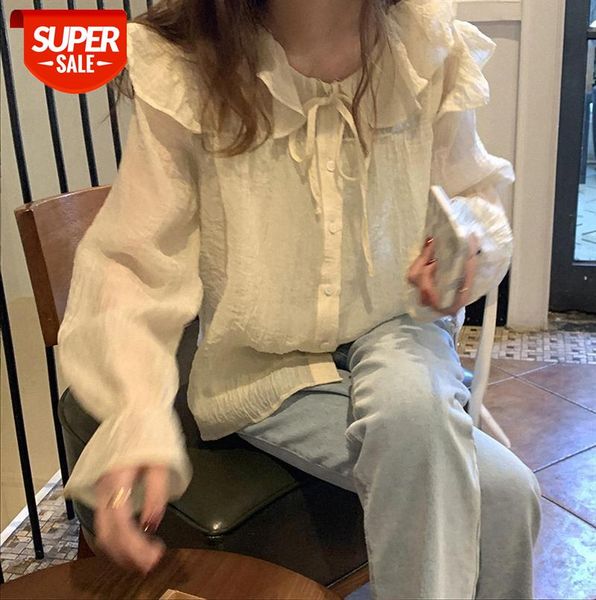 

[huang zheng] two-piece shirt with ruffles, korean style loose design, sweet xsx21018 #qe2r, Black;gray