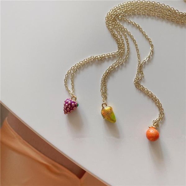 

pendant necklaces aomu 2021 fashion cute colorful metal enamel fruit necklace sweet reflective irregular geometric for women jewelry gifts, Silver