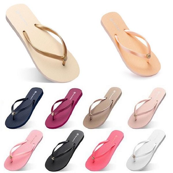

fashion slippers beach shoes flip flops womens w17 green yellow orange navy bule white pink brown summer sport sneaker 35-38, Black