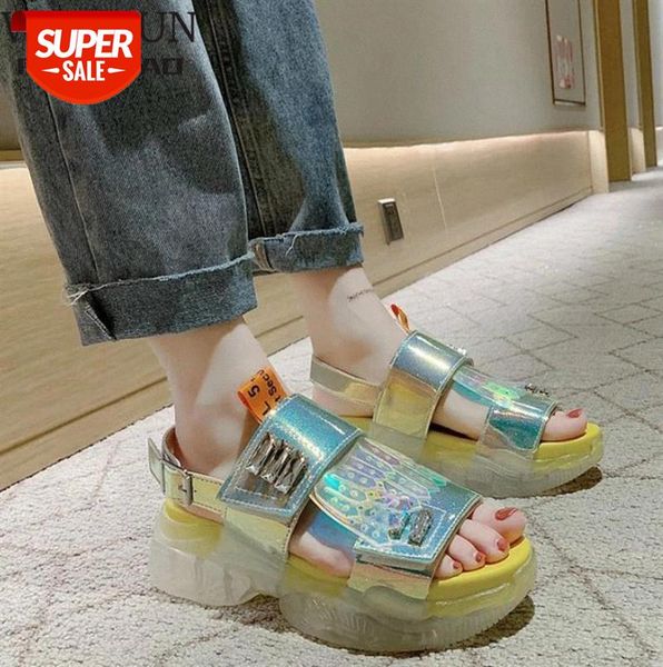 

summer women fashion peep toe casual thick sole slingback buckle wakling students sandals height increasing shoes #pl0m, Black