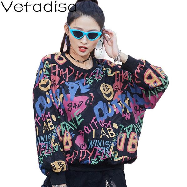 

vefadisa full letter print women sweatshirt 2021 spring long sleeve pullover coat plus size female black qyf5044 women's hoodies & swea