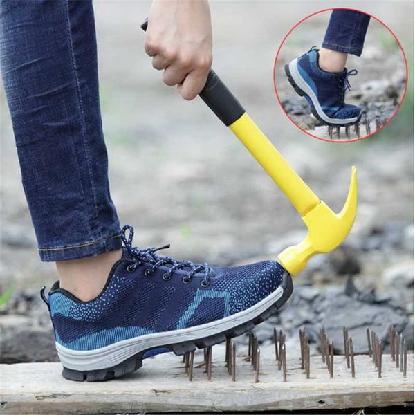 

boots indestructible shoes men and women steel-toed air safety anti-puncture sneakers breathable, Black