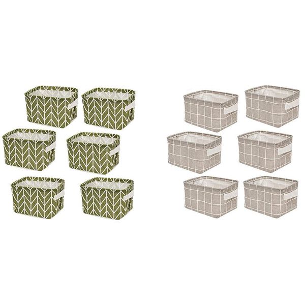

storage baskets 6 pcs large foldable bin collapsible sturdy cationic fabric basket square