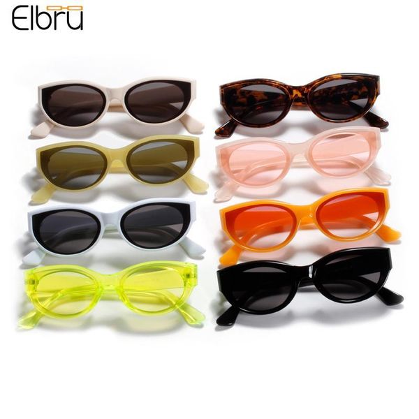 

sunglasses elbru vintage cat eye jelly colorful lens women men sungshades fashion brand design sun glasses uv400, White;black