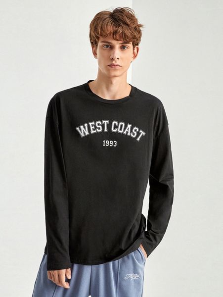 

men letter graphic drop shoulder tee 37d0#, White;black