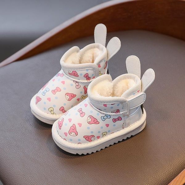 

boots winter kids toddler girls shoes printing comfortable children plus velvet warm for sneakers, Black;grey