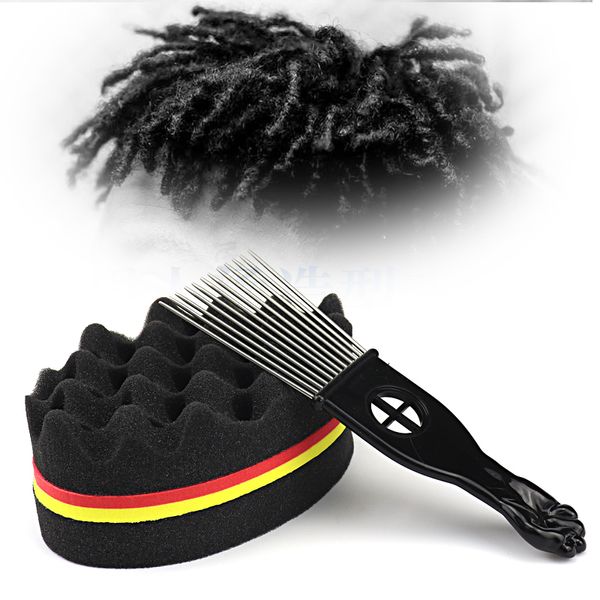

new double-sided magic twisted hairbrush sponge, african coil wavy hair fear twist lock braid curling brush tool