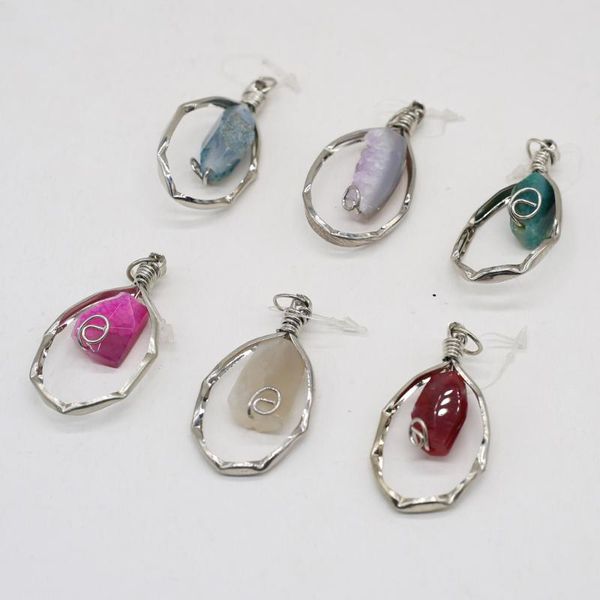 

charms natural semi-precious stone dragon agate pendant 30x60mm for jewelry making necklaces gift women, Bronze;silver
