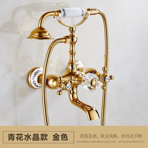 

bathroom shower heads luxury antique wall-mounted telephone handle crystal hardware bathtub faucet european style brass set