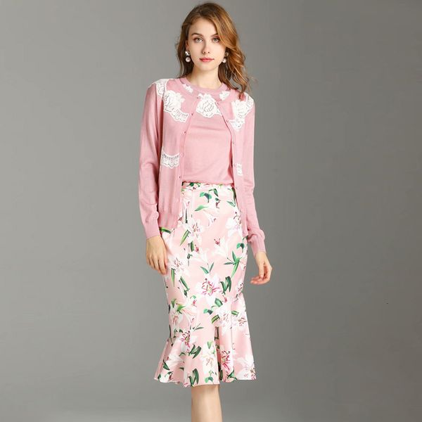 

skirt xf three-piece pink wool of bored jacket printed nymph mermaid half get autumn from women wearing, Black