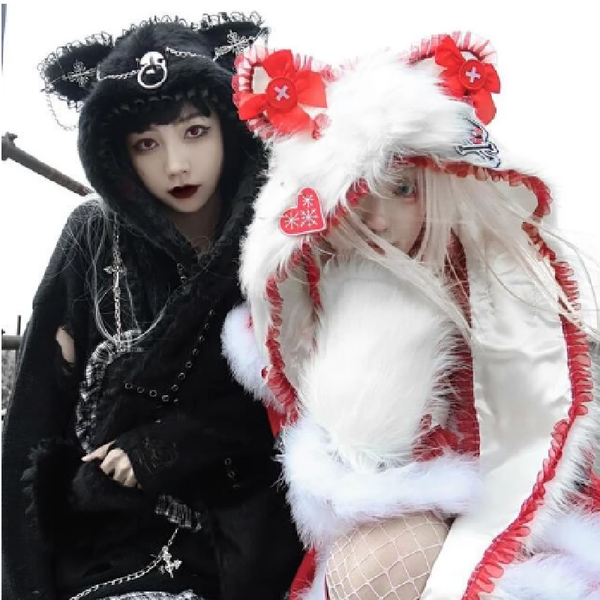 

other event & party supplies girl punk metal cat ear cap headdress scarf plush hooded christmas hat winter warm windproof earflap woman cos