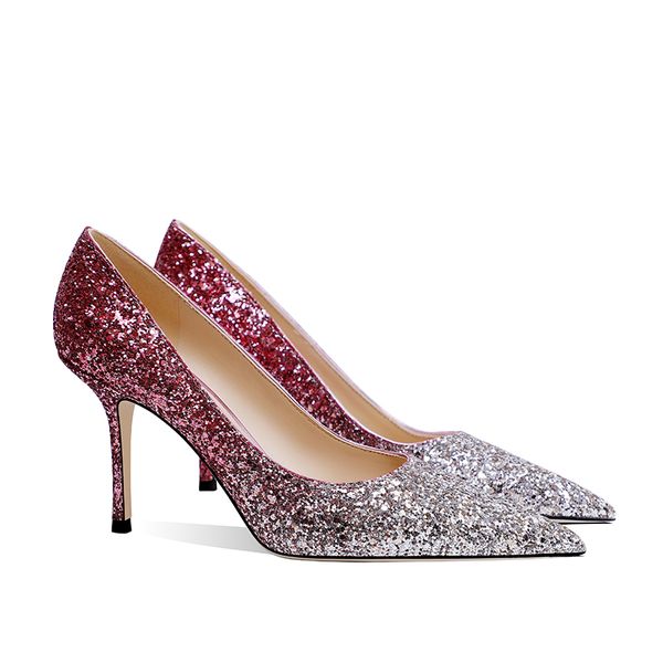 

women's pumps glitter shoes, flash fabric high-heeled spangly love 85mm and 65mm promotion price j&c for sale, Black