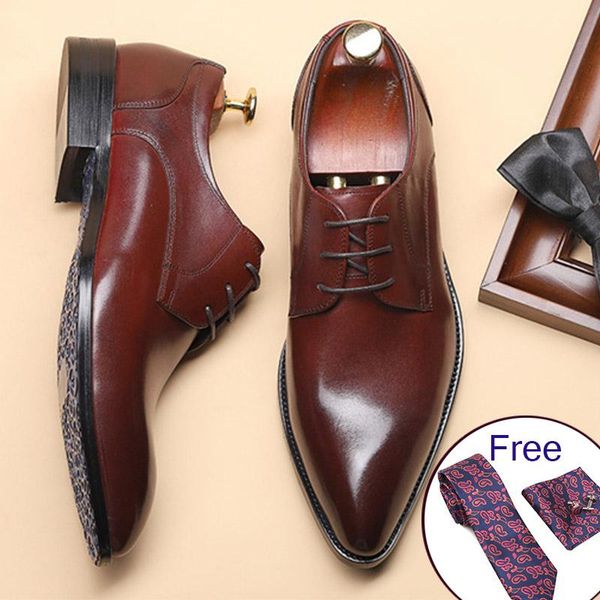

dress shoes men genuine leather business suit brand bullock black wedding mens brown 2021