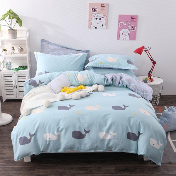 

bedding sets cartoon double bed full  100%cotton 4pcs set duvet cover pillowcase flat sheet home el bedclothes bedroom flower
