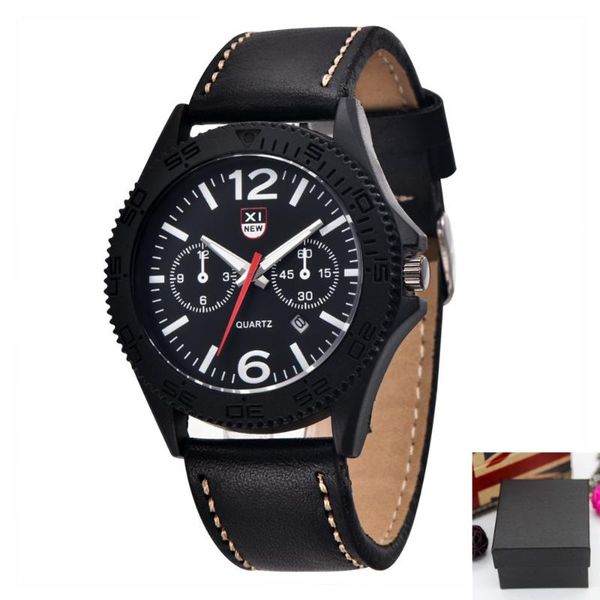 

wristwatches latest brand watches mens fashion leather band date vintage watch male business gifts simple quartz montre homme de marque, Slivery;brown