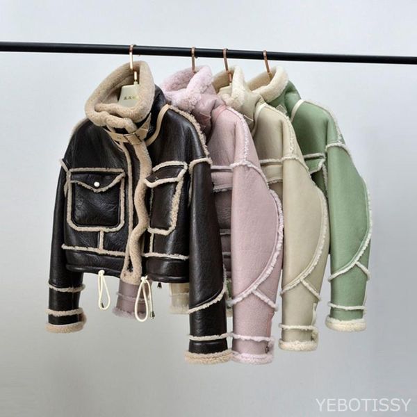 

women's fur & faux women real sheep jacket winter warm fashion genuine merino sheepskin leather coat with lamb liner clothing, Black