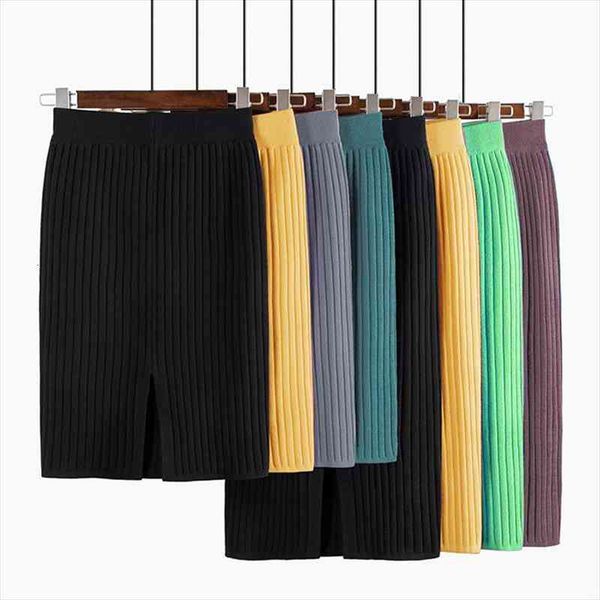 

pencil women skirts autumn winter all-match knitted skirts mid-calf amp knee-length office skirt warm knitted black