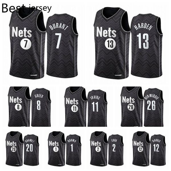 

2021 brooklyn nets james 13 harden jersey kevin 7 durant 11 irving men earned edition black basketball jersey swingman, Black;red