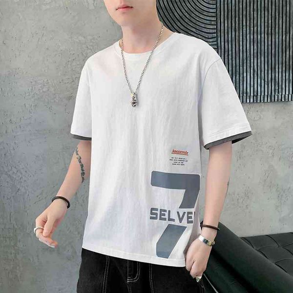 

men's pure color cotton short sleeve t-shirt trend youth round neck loose casual clothes men's wear korean version, White;black