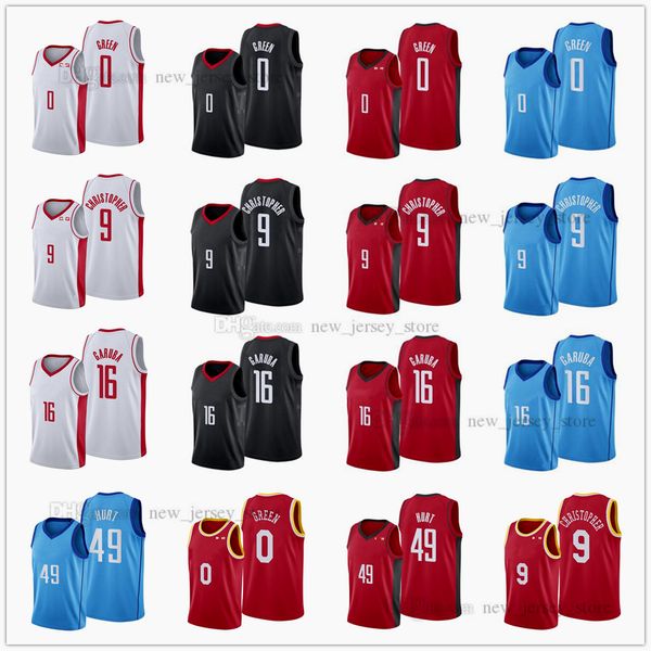 

2021 draft pick basketball jerseys printed 0 jalen green 9 josh chriser 16 usman garuba 49 matthew hurt blue white red black jersey, Black;red
