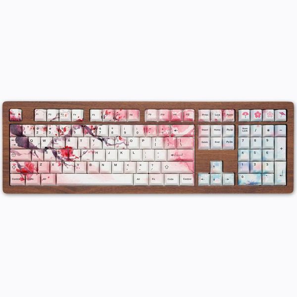 

keyboards [only keycap] cherry profile all over dye sub keycap loop rain of flower for mechanical keyboard gh60 87 104 tkl ansi 3000 3494