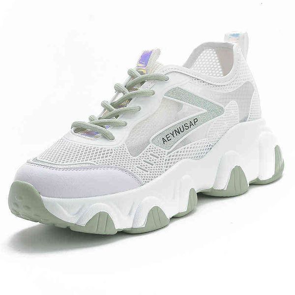 

2021 summer breathable ice silk leather women's shoes korean versatile sports leisure thick soled elevated daddy