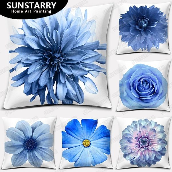 

cushion/decorative pillow modern blue flowers series gift home office decoration bedroom sofa car cushion cover linen case 45cm* 45cm