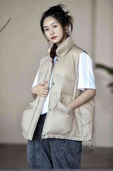 

buckle down vest women's winter loose casual versatile chinese style, Black;white