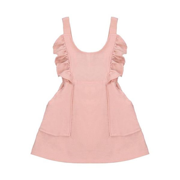 

girl's dresses born baby girls lovely bib strap dress ruffles sleeve solid backless a-line mini 2 colors autumn, Red;yellow