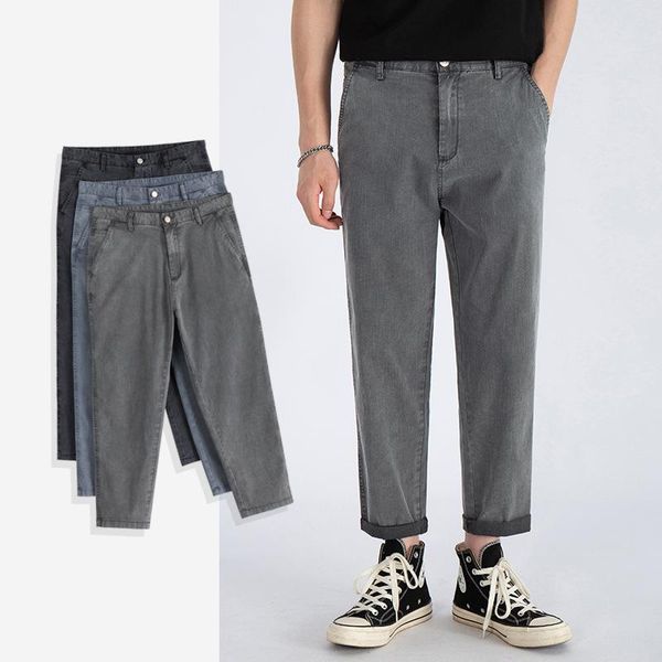 

men's jeans a603 summer men streetwear washing casual stretch simple cowboy boyfriend handsome ankle-length denim pants, Blue
